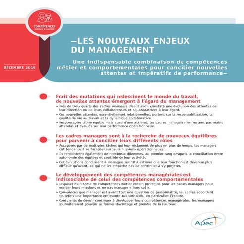 Etude Apec - Les nouveaux enjeux du management