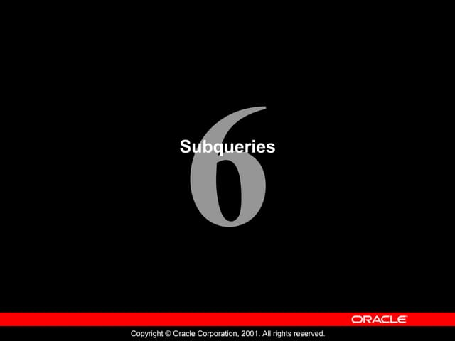 Subqueries -Oracle DataBase