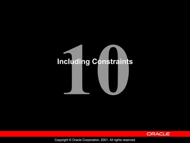 Including Constraints -Oracle Data base 