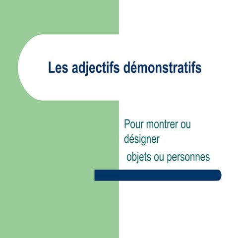 Les adjectifs démonstratifs