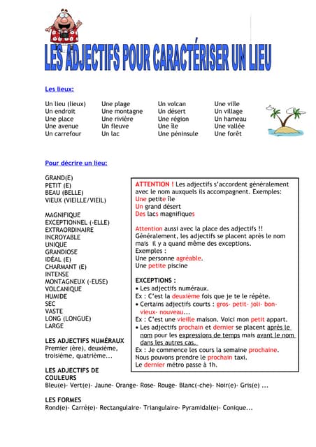 Les adjectifs pour caractériser un ...