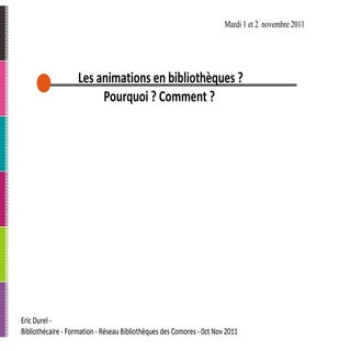 Les animations en bibliothèques Pou...