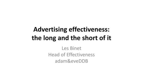 SEMPL17: Les Binet, Head of Effectiveness, adam & eve DDB, UK