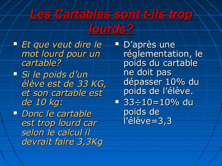 poids cartable