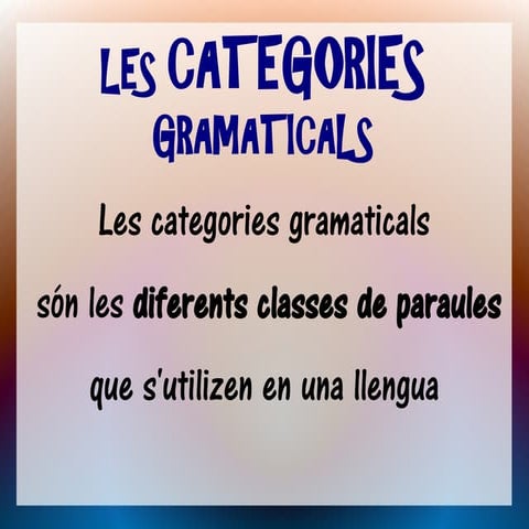 LES CATEGORIES GRAMATICALS