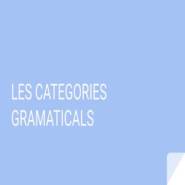 Les categories gramaticals en català per 2n d'ESO | PDF