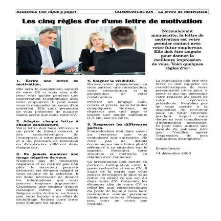 Les cinq règles d'or d'une lettre de motivation