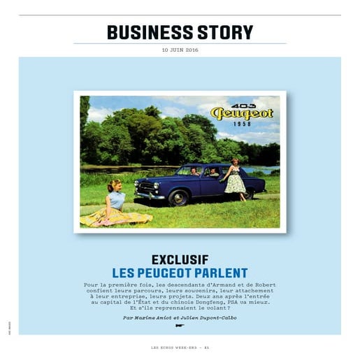 Les echos week end les peugeot parlent