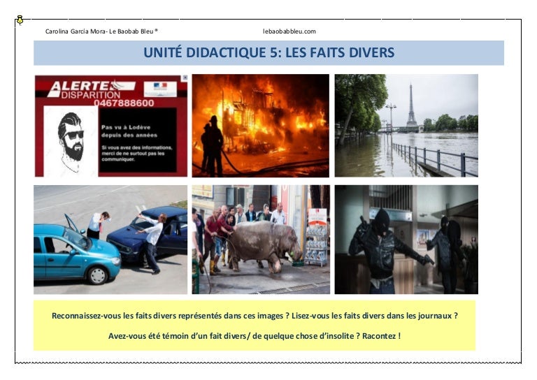 Unite Didactique Les Faits Divers B2