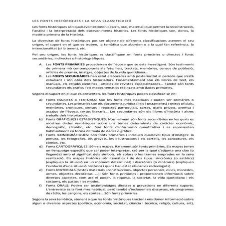 Les fonts històriques i la seva classificació