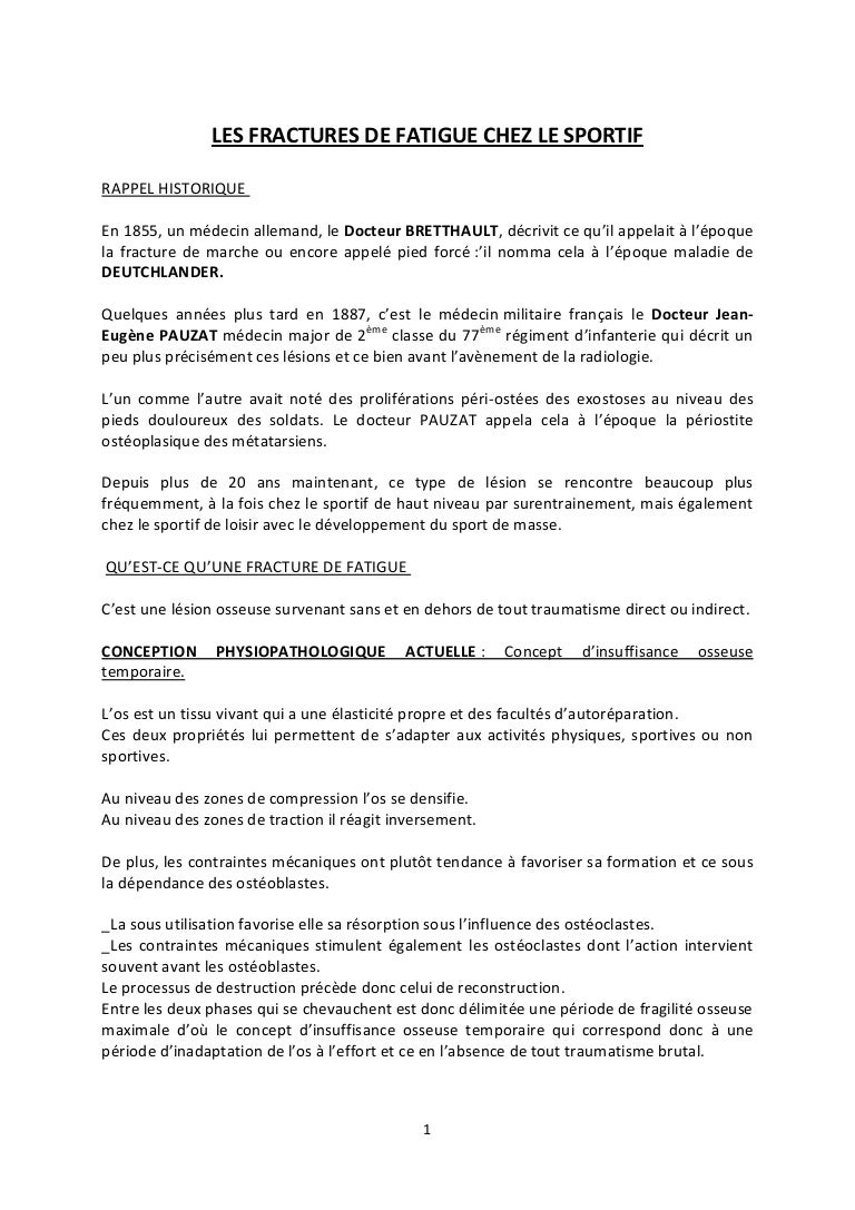 Les Fractures de Fatigue Chez Le Sportif