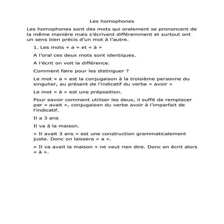 Les homophones | PDF