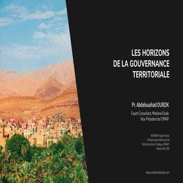 La gouvernance territoriale au Maroc, Pr.Ourzik, Mediane Etude, 2020