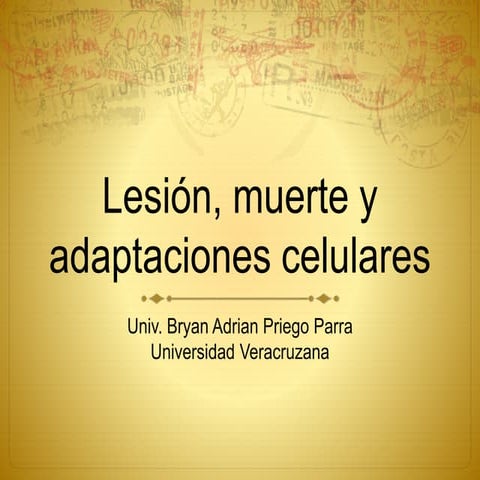 Lesión celular: Hipertrofia, Hiperplasia, Necrosis, Apoptosis, Estrés oxidati...