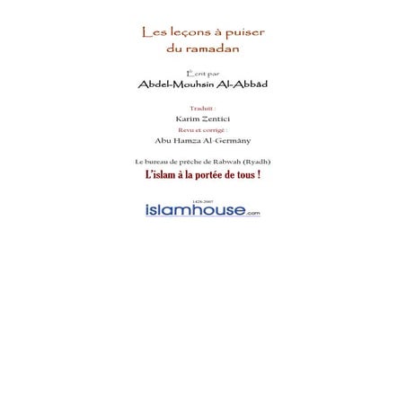 Les leçons à puiser du ramadan