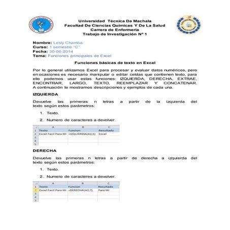 Funciones Principales de Excel