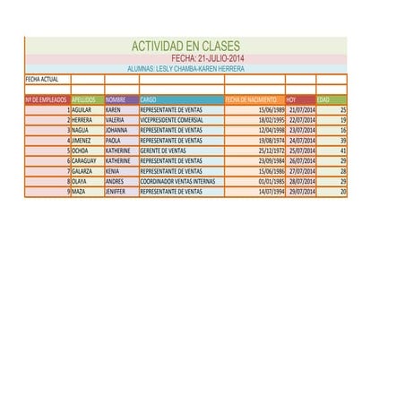 Actividades en clase