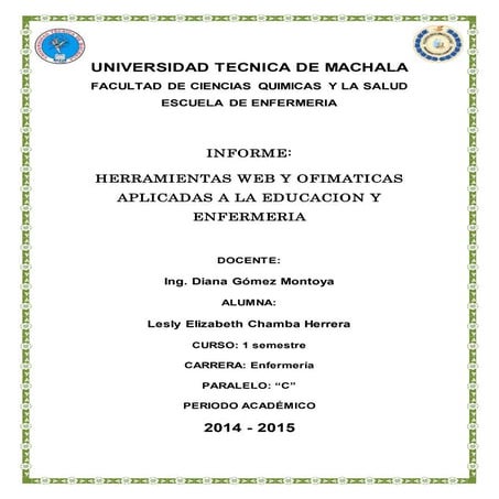 HERRAMIENTAS WEB Y OFIMATICAS APLICADAS A LA EDUCACION Y ENFERMERIA