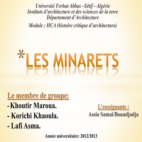 La révolution et les types des Minarets