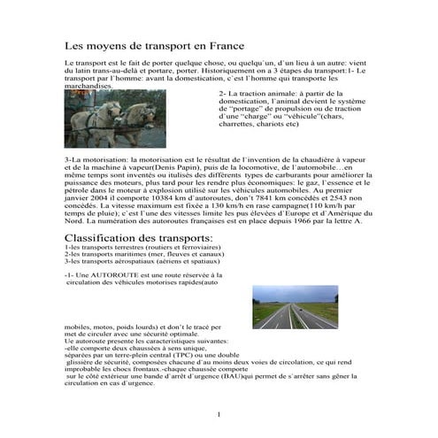 Les moyens de transport en france | DOC