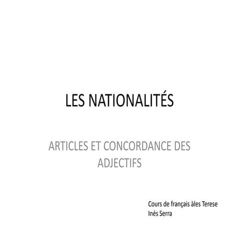 Les nationalités