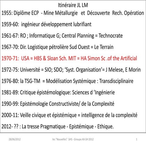 Les «nouvelles» sciences de l'Homme et de la Société, Jean-Louis Le Moigne