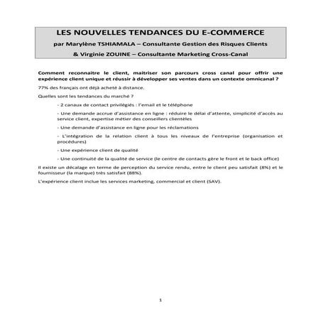 Les nouvelles tendances du e commerce