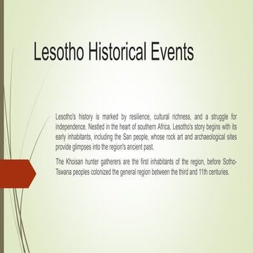 Events and places which hold Lesotho's history | PPT