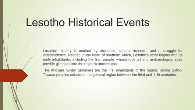Events and places which hold Lesotho's history | PPT