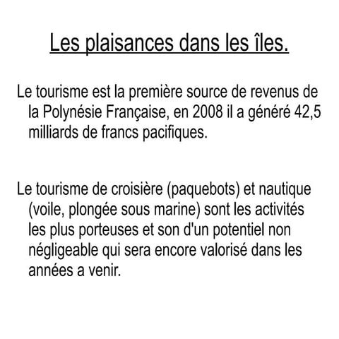 Les plaisances dans les îles