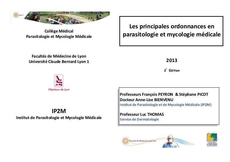 Les Principales Ordonnances En Mycologie Et Parasitologie