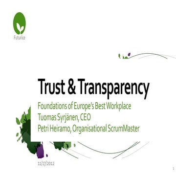 Trust & Transparency – Foundations for Europe’s Best Workplace