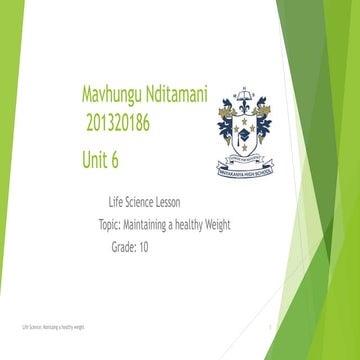 Lesson on weight maintanance