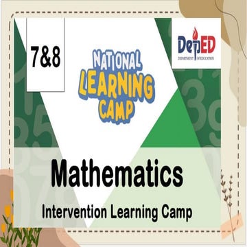 NATIONAL LEARNING CAMP - LESSON 21 (MATHEMATICS 7-8)