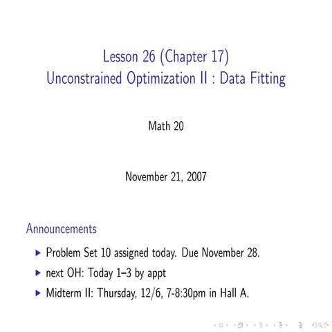 Lesson 26: Optimization II: Data Fitting | PDF