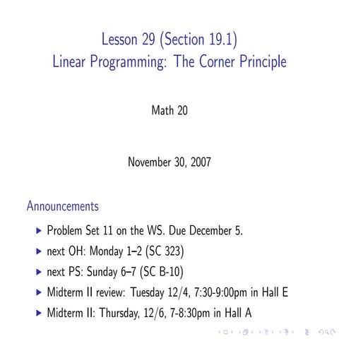 Lesson 29: Linear Programming I | PPT