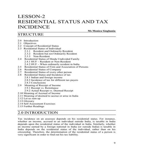 Lesson 2 residential status