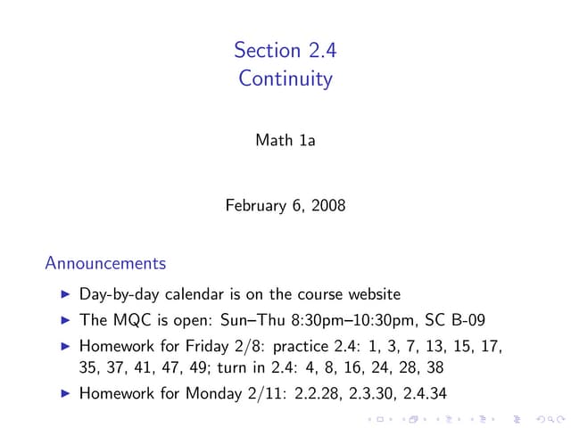 Lesson 3: Continuity