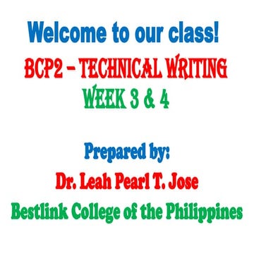 WEEk 3 Topic: Qualities of Technical Writing