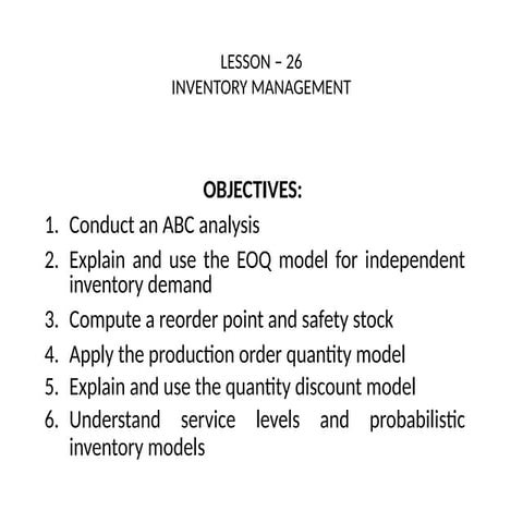 Comprehensive Inventory Management: EOQ, ABC Analysis, and Cost ...