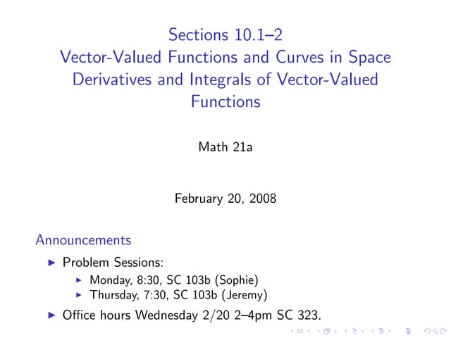 Lesson 7: Vector-valued functions