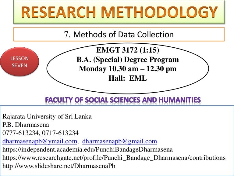 Lesson 7 methods of data collection
