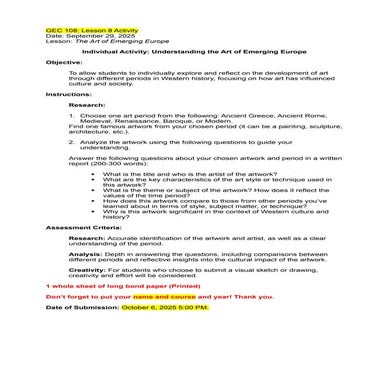 Lesson - 8 - Activity PowerPoint presentation | DOCX