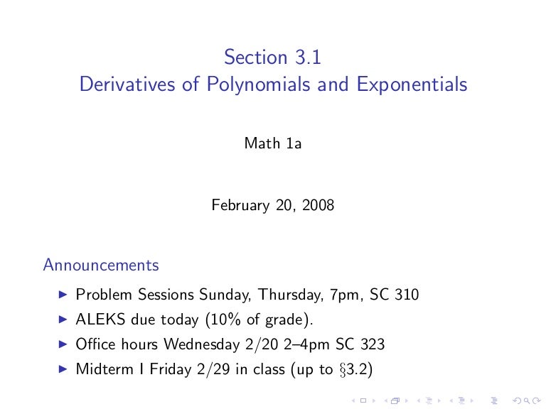 derivatives of exponential functions