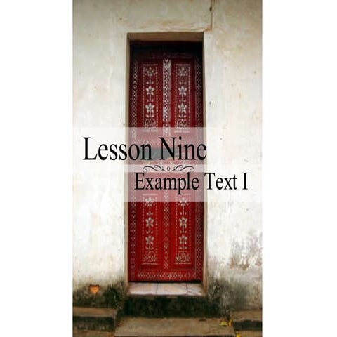 Lesson 9: Example Text I