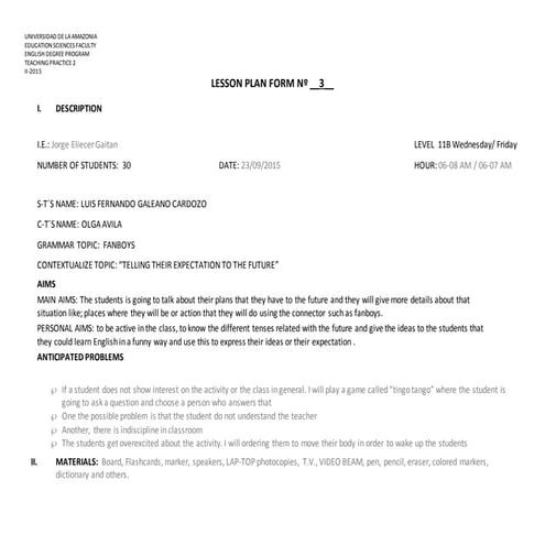 Lesson Plan, FANBOYS