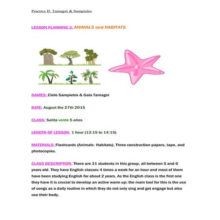 Didactic Sequence ANIMALS plus Lesson Plan 1 and 2 | DOC