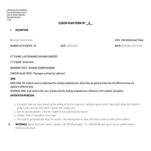 Teenagers and Internet addiction - Lesson plan