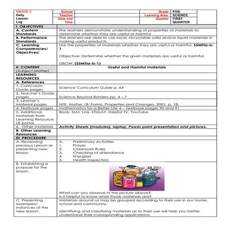 Exploring Useful and Harmful Materials in Science (Grade 5)