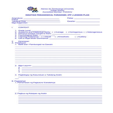 Lesson Plan Pattern ( Filipino) | DOC